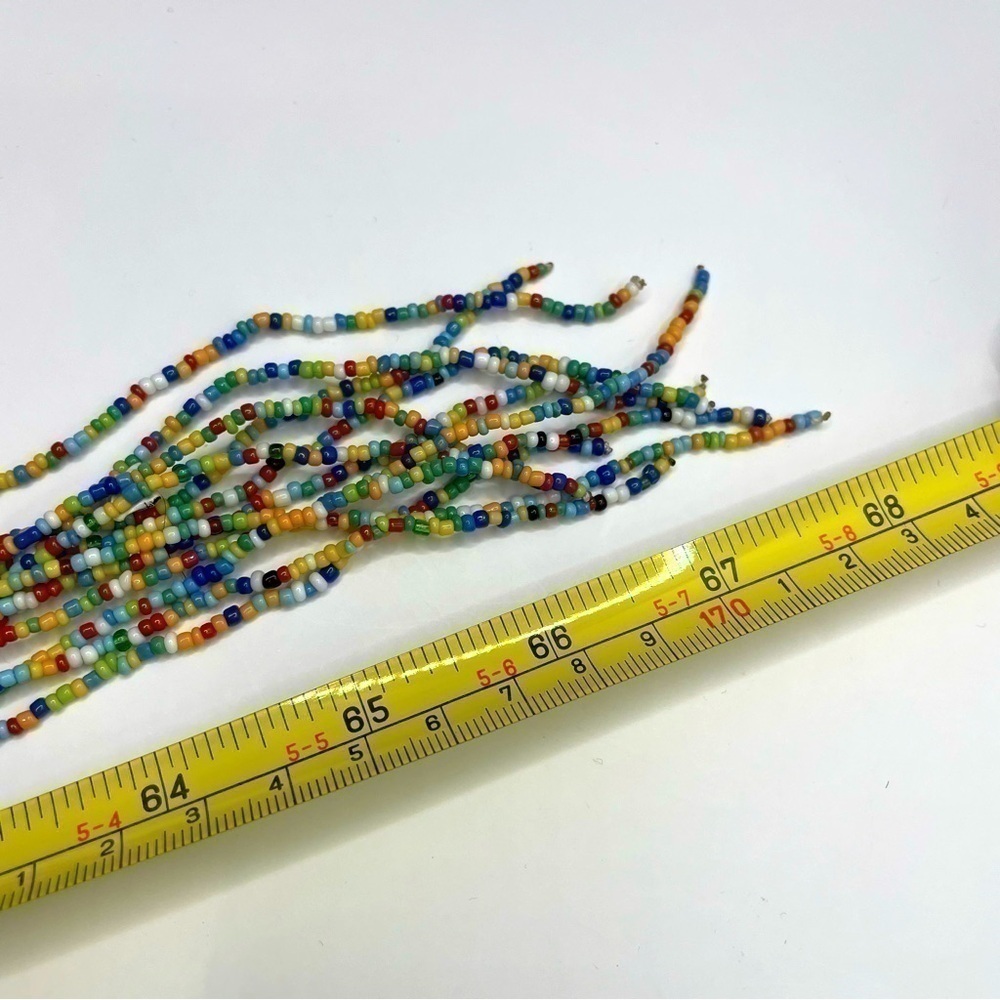 African Jewelry LOOONG Necklace Earrings Artisan Kenyan Set Rainbow Beaded RARE! - Picture 7 of 8
